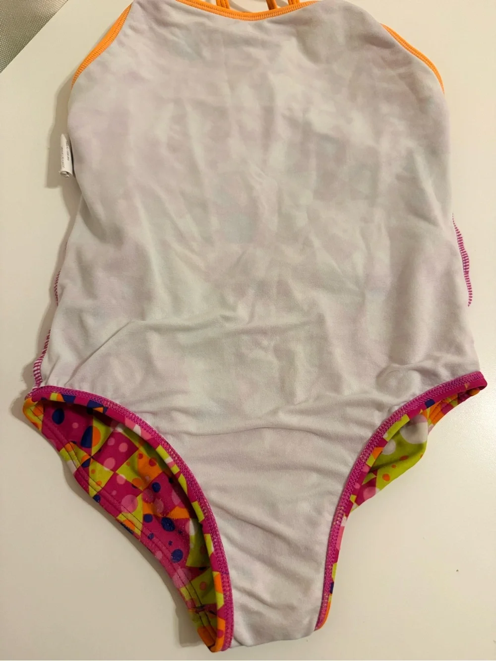 Speedo Girls Neon Geo One-Piece Swimsuit - Pink, Orange, Lime
